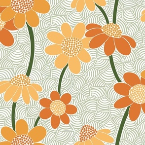 Pretty Retro Muted 1970s Flowers