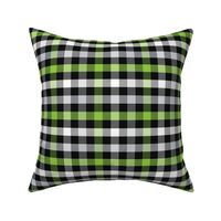 Medium Scale Witchy Halloween Plaid for Fall Autumn in Green Black Grey White