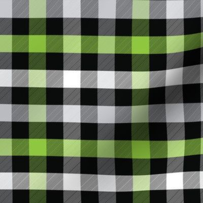 Medium Scale Witchy Halloween Plaid for Fall Autumn in Green Black Grey White
