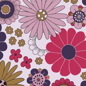 Retro Mixed Floral Purple (Large)