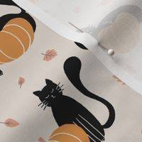 Kitty and Pumpkins | Light Background
