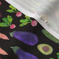 Papercut Collage Vegetables - Small Scale - Garden Vegan - Dark Background