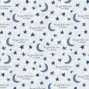 Stars and Moon with saying Love you to the Moon and back - Extra Small Scale - Navy Blue