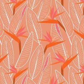 Birds of Paradise and leaves - Tan