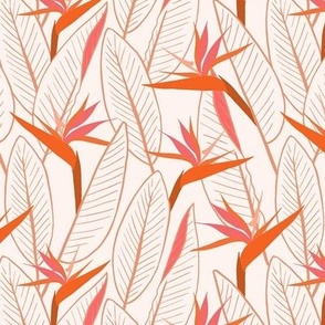 Birds of Paradise and leaves - Off-White