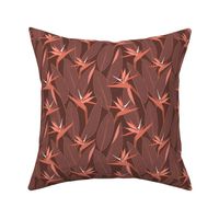 Birds of Paradise and leaves - Brown