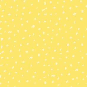 Painted spots buttercup yellow on natural white by Jac Slade