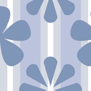 Retro Flower Blue Curtains
