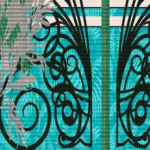 Full Panel Curtain - Asphodel with an infusion of wormwood - Aqua