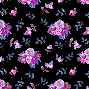 Rose Bouquet Black Background