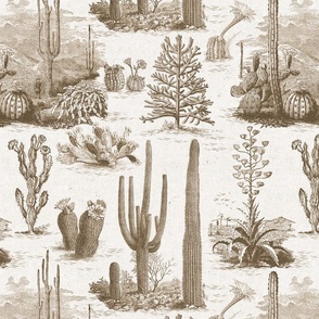 THE LIVING DESERT TOILE - SEPIA AND OFF-WHITE