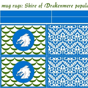 mug rugs: Shire of Drakenmere (SCA)