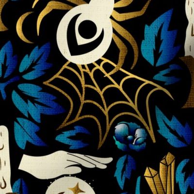 Eclectic Witchery- Magic Witch Life- Gold Blue on Black- Large Scale