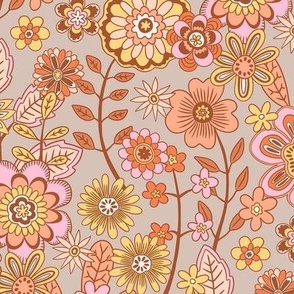 Retro Floral (12”) - light beige