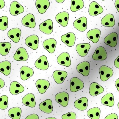 Grunge alien invasion outer space science fiction design lime green on white