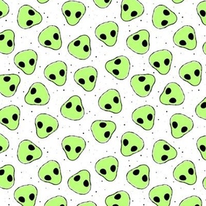 Grunge alien invasion outer space science fiction design lime green on white