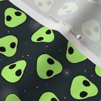 Grunge alien invasion outer space science fiction stars design lime green on midnight charcoal
