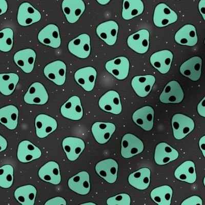 Grunge alien invasion outer space science fiction stars design teal on charcoal night