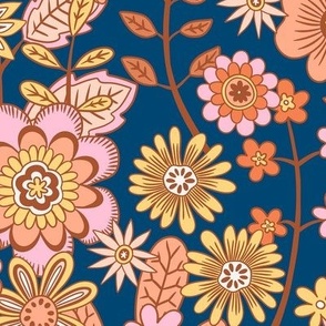 Retro Floral (18”) - dark blue