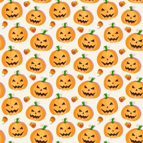 Cute Halloween Pumpkin in Orange and Cream - Medium