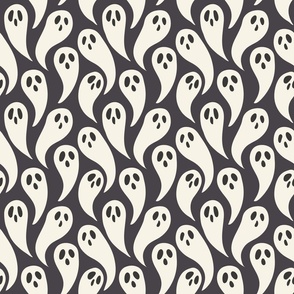 Cute Halloween Collection - Spooky Ghosts in Charcoal Black - Medium