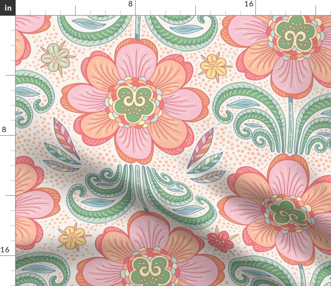 Retro Floral Curtain Spoonflower copy_Retro Folksy Floral