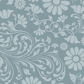 vintage floral pattern in bluegray