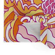 '60's inspired retro groovy flower power Pink Orange Yellow