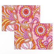 '60's inspired retro groovy flower power Pink Orange Yellow