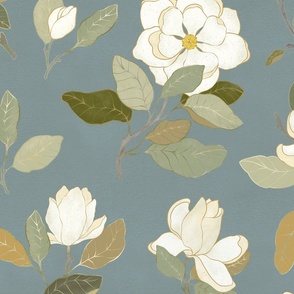 Magnolia on teal