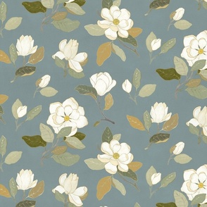 Magnolia on teal /scale/