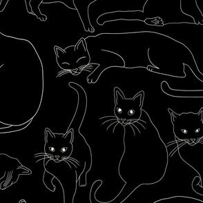 Quirky Cats - Feline Fanatic - Black and White - JUMBO