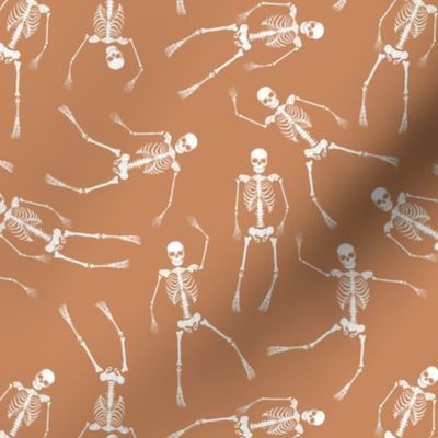 Day of the dead - Realistic skeleton freehand sketched bones on burnt orange