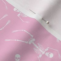 Day of the dead - Realistic skeleton freehand sketched bones on pink