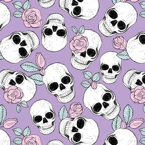Day of the dead - Skulls and roses halloween skeleton design boho style lilac blue blush pink girls