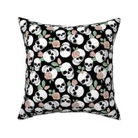 Day of the dead - Skulls and roses halloween skeleton design boho style blush mint on black