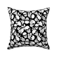 Day of the dead - Skulls and roses halloween skeleton design boho style black and white monochrome sketched