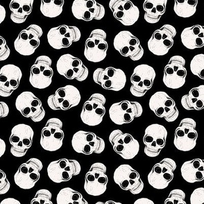 Day of the dead - Skulls freehand sketched realistic bones skull design on ivory on black