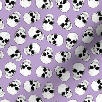 Day of the dead - Skulls freehand sketched realistic bones skull design on lilac purple