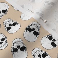 Day of the dead - Skulls freehand sketched realistic bones skull design on tan beige