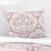 Art Nouveau Tulips Damask Rose- Large- Floral Curtains- Geometric- Classic Modern- Spring Flowers- Pink