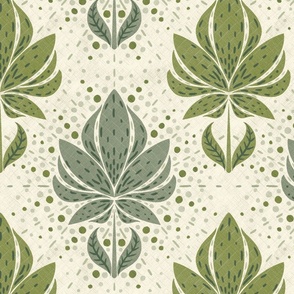 retro flowers - big scale - green