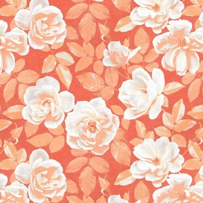 Pop Art Roses in White, Coral and Papaya - large