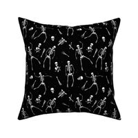 Day of the dead - Realistic skeleton freehand sketched bones hands feet and skulls halloween horror pattern monochrome black and white 