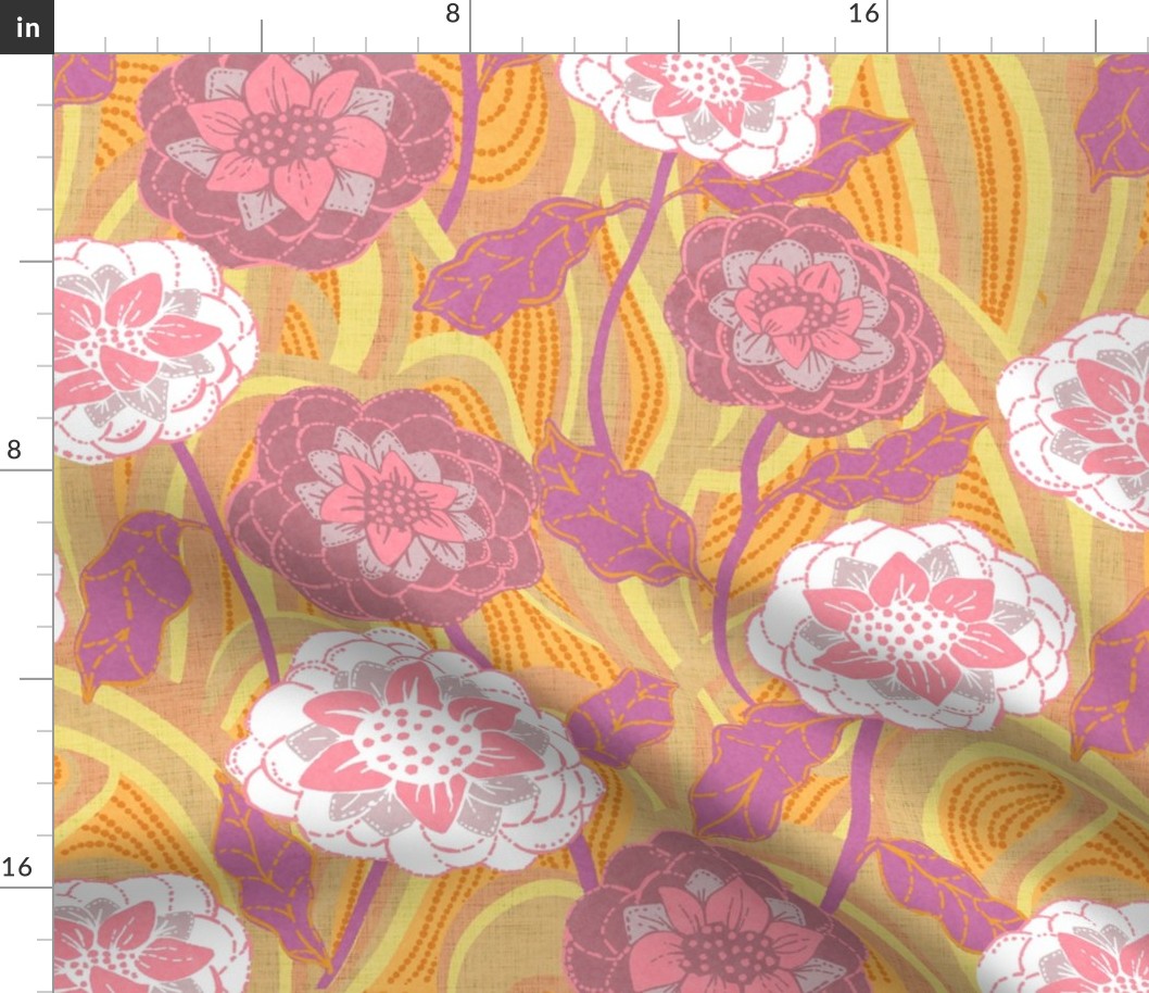 Retro Floral in pink and orange 