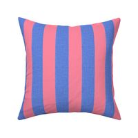 wide linen stripe blue and pink
