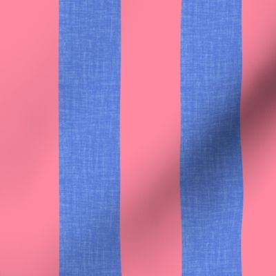 wide linen stripe blue and pink