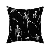 Day of the dead - Realistic skeleton freehand sketched bones hands feet and skulls halloween horror pattern monochrome black and white  LARGE