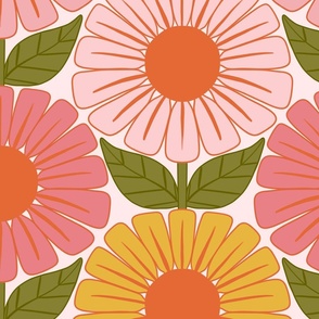 Aesthetic Contemporary printable seamless pattern with retro groovy flowers  Decorative Naive 60s 70s style Vintage boho background in minimalist mid  century style for fabric wallpaper or wrapping 18791466 Vector Art at  Vecteezy