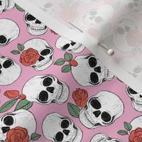 Day of the dead - Skulls and roses halloween skeleton design boho style red green pink SMALL